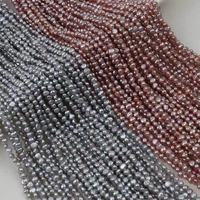 Perles baroques naturelles d'eau douce de 4 mm, couleur gris-violet, trou latéral, vente en gros