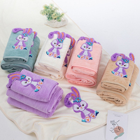Serviette en microfibre douce absorbante et molleton de corail salle de bain 3D motif Animal ensemble de serviettes de bain pour enfants avec boîte cadeau