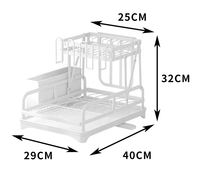 Einfache Installation langlebiges Metall 2 Ebenen Geschirr korb für Küchen theke Geschirr trockner mit Abtropffläche Küchen zubehör