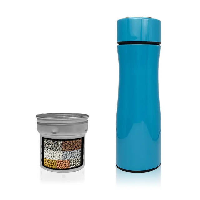 PH 9.5 mineral alkaline water filter bottle 304 stainless steel alkaline water cup with filter cartridge
