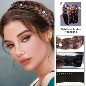 En gros une pièce Fishbone tresse bandeau élégant <span class=keywords><strong>perle</strong></span> Clip accessoire livraison directe commerce extérieur transfrontalier Yaki unique - Product Image 3