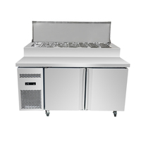 Table de préparation à la pizza en acier inoxydable commercial avec congélateur à sandwich et à salade, refroidissement par air pour hôtels, restaurants, pizzerias