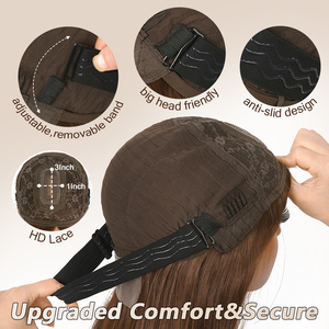 Perruque longue et droite à <span class=keywords><strong>dégradé</strong></span> de couleurs naturelles, coupe dégradée, style brésilien pour femmes noires, perruque synthétique en dentelle 3x1, vente en gros - Product Image 6