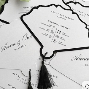 Juego de Tarjetas de Boda de Diseño Vintage Personalizado, con Corte en Forma de Abanico, Borla, RSVP, Menú, Impresión en Cartulina Personalizada, China - Product Image 3