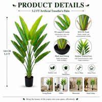 Palmier artificiel Real Touch, résistant aux UV, en soie synthétique, sans entretien, grand arbre en pot pour la décoration de jardin