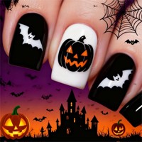 24 faux ongles carrés en ABS, style papillon, dégradé, blancs, avec 1 gelée, 1 lime et colle pré-conçue pour les doigts