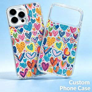 Cover per <span class=keywords><strong>iPhone</strong></span> <span class=keywords><strong>con</strong></span> Stampa di Cuori Colorati, Custodia Trasparente Antiurto per <span class=keywords><strong>iPhone</strong></span> 16/15/14/13/12 Pro Max - Product Image 1