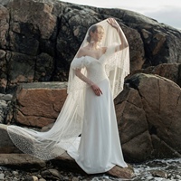 LUOXIN Voile de mariée style coréen de luxe léger avec perles, sans peigne, accessoire de coiffure de mariage, vente en gros