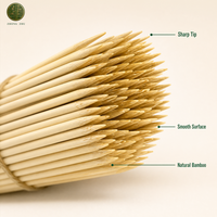 Brochettes en bambou personnalisées avec logo OEM ODM, bâtonnets en bois ronds et pointus imprimés, vente en gros, taille et longueur personnalisables, directement de l'usine