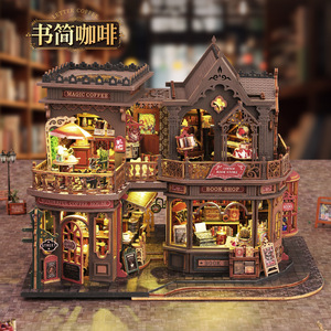 Letter Coffee <b>DIY</b> Miniature House 1:18 Scale Wooden Model Assembly <b>Kit</b> For Youth Bookstore Coffee Shop Theme - Product Image 5