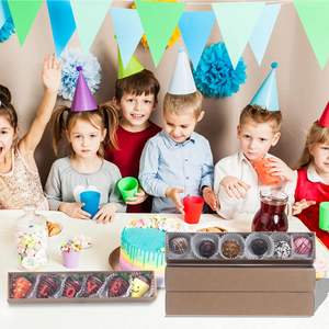 Boîtes d'emballage en papier pour desserts de boulangerie, taille et couleur personnalisables, couvercle transparent pour truffes au chocolat, macarons, fraises - Product Image 5