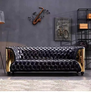Sofá de Cuero Encerado Industrial Americano de Alta Gama Personalizado con Hebillas, Sofá de Espera para Salón de Belleza y Recepción de Oficina - Product Image 3