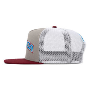 Gorras Trucker Personalizadas TCAP de 5 Paneles con Malla de Nailon Roja y Bordado Plano - Product Image 3