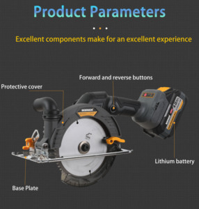 Scie circulaire électrique portative LONSLEY à une main, moteur sans balais, batterie lithium 21V, machine de découpe du <span class=keywords><strong>bois</strong></span> et de <span class=keywords><strong>la</strong></span> pierre pour le bricolage et <span class=keywords><strong>la</strong></span> <span class=keywords><strong>menuiserie</strong></span> - Product Image 5