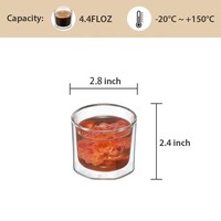 Tasse à expresso moderne en verre à double paroi résistant à la chaleur, logo personnalisé OEM, emballage artisanal, soufflée à la bouche, écologique, grande capacité