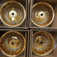 Nuevas Llantas Clásicas Retro de 13 Pulgadas, Llantas de Alambre 13x7, Llantas de Rayos 5x114.3, Llantas Cromadas, Llantas de Alambre Doradas