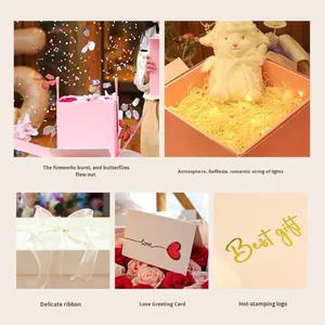 Boîte <span class=keywords><strong>surprise</strong></span> à confettis en forme de papillon avec poignée pour anniversaire, Saint-Valentin, Noël, boîte à explosion - Product Image 3