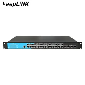 L2 L3 Switching 24 Port Managed Network Ethernet Switch 4 Gigabit Combo 24พอร์ต10 100 1000 PoE และ PoE + แหล่งจ่ายไฟ AC