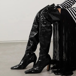 Botas Altas de Cuero Genuino para Mujer, Talla Grande 46, Ajuste Ancho, Tacón Grueso, Cremallera Lateral, Botines Personalizados - Product Image 6