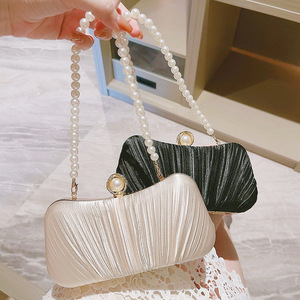 Luxury Women's Bridal <b>Wedding</b> Purse Party Prom Rhinestone <b>Clutches</b> Pearl Box Handbag Dinner Evening <b>Clutch</b> Silk Bag - Product Image 2