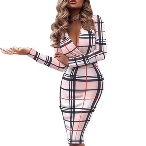 Vestido Maxi Estampado de Manga Larga con Cuello en V para Mujer, Tallas Grandes, Sexy, para Otoño e Invierno, Ropa de Club, Dropshipping Shopify - Product Image 1