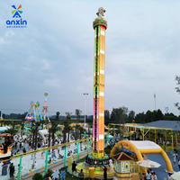 Manège Tour de Chute Rotative pour Parc d'Attractions 25m, Manèges à Sensations Fortes Personnalisés pour Fêtes Foraines à Vendre, Capacité 16 Personnes, Puissance 60Kw, Fibre de Verre