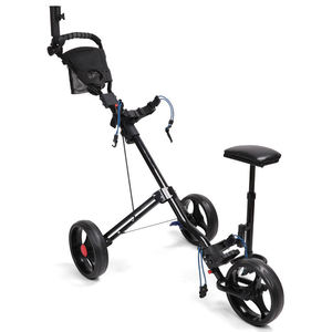 Chariot de golf pliable en aluminium à 3 roues, prix d'usine, avec porte-parapluie et siège - Product Image 2