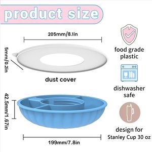 Bandeja de silicona para refrigerios con tapa, compatible con la Stanley Cup de 40 oz, anillo reutilizable para refrigerios para portavasos de coche. - Product Image 3