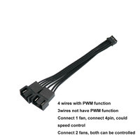 Angitu 24awg Carte mère PH2.0 4Pin à 1x 2x CPU Fan PWM Adapter Mini 4Pin Graphics Cards Fan Cable-10cm