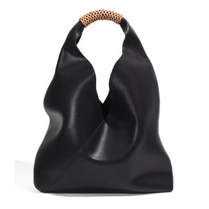 Sac fourre-tout de luxe en cuir véritable pour femme, grande capacité, couleur unie, sac à main sous le bras avec fermeture ouverte - Product Image 5