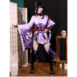 Disfraz de <span class=keywords><strong>Cosplay</strong></span> de <span class=keywords><strong>Raiden</strong></span> <span class=keywords><strong>Shogun</strong></span>, Personaje Femenina de Genshin Impact, Vestido Belusiburu, Peluca Baal, Kimono, Falda con Cinturón y Lazo, Uniforme, Rol - Product Image 1