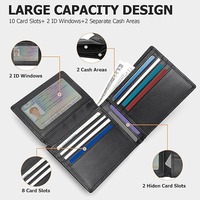 Dompet Paspor Kulit Asli Logo Kustom untuk Pria, Penutup Paspor Lipat Tipis dengan Jendela ID dan Banyak Slot Kartu