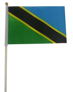 Produit publicitaire 14*21cm petit drapeau à main agitant les drapeaux tanzaniens électoraux avec poteau <span class=keywords><strong>en</strong></span> plastique - Product Image 1