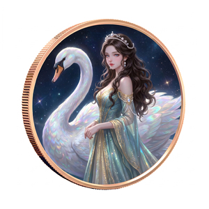 Pièce <span class=keywords><strong>de</strong></span> défi en cuivre fin .999 <span class=keywords><strong>de</strong></span> 1 oz, motif Cygne Déesse Reine des Étoiles, Art Mythique Animal <span class=keywords><strong>de</strong></span> Conte <span class=keywords><strong>de</strong></span> <span class=keywords><strong>Fées</strong></span> Fantastique, Impression UV Hydraulique - Product Image 1