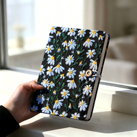 Carnet brodé Daisy, carnet floral A5 A6 ligné, couverture rigide, ouverture à plat, joli carnet, cadeaux pour femmes, fleurs de marguerite blanches