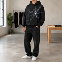 Sweat à capuche noir Original Abstract Web Matrix, pull streetwear sombre avec motif personnalisé pour la vente en gros OEM