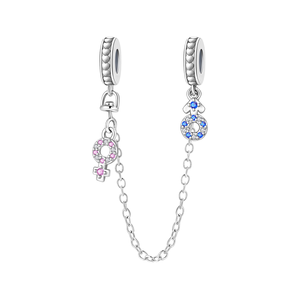 New S925 Sterling Silver Zircon <b>Charm</b> <b>Bead</b> Butterfly Flower Rainbow Key Safety Chain Pendant DIY <b>Bracelet</b> Children's Women - Product Image 2