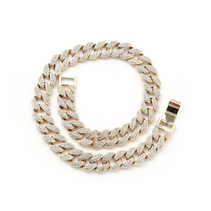 <strong>Manufacturer</strong> Wholesales High-quality 15mm Full Diamond Sparkling Flat Cuban Chain for European and American Hip-hop - Product Image 6
