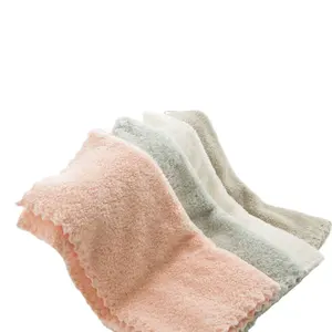 China Factory Hot Sell High Quality Pink Simple Edgeless Coral Velvet Face Towel
