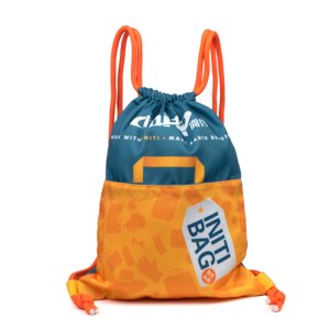 INITI Original Free Stock Sample Zipper Pocket Sport Gym <b>Drawstring</b> Backpack Bags with Custom Printed Logo - Product Image 1
