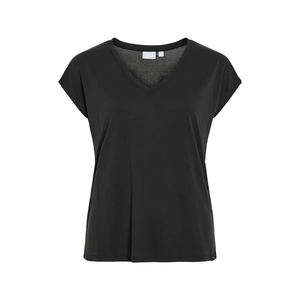 Camiseta de Cuello en V de Corte Regular para Mujer, Silueta Contorneada, Tejido de Algodón Sólido, Manga Corta, Estilo Moderno y Minimalista Ecológico - Product Image 1