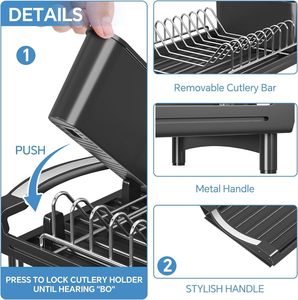 Stainless Steel Extensible <b>Dish</b> Drainer Removable Cutlery Holder <b>Dish</b> Drying <b>Rack</b> Extendable Kitchen <b>Dish</b> <b>Rack</b> - Product Image 5