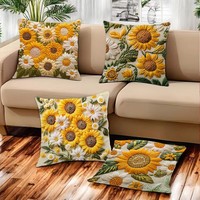 Housse de coussin décorative 45 cm en polyester imprimé tournesol et marguerite, idéale pour hôtels de luxe et décoration intérieure