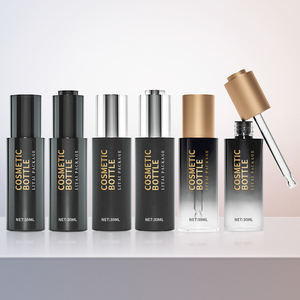 30ml 50ml Emballage Cosmétique Épaule Plate Clair Bleu Rose <span class=keywords><strong>Barbe</strong></span> Cheveux Huile Essentielle Sérum Flacon compte-gouttes en verre avec <span class=keywords><strong>bouton</strong></span> poussoir - Product Image 4