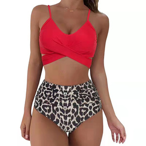 Ensemble <span class=keywords><strong>de</strong></span> maillots <span class=keywords><strong>de</strong></span> <span class=keywords><strong>bain</strong></span> bikini grande taille M-3XL, col à bretelles, soutien-gorge push-up sexy avec <span class=keywords><strong>maillot</strong></span> <span class=keywords><strong>de</strong></span> <span class=keywords><strong>bain</strong></span> taille haute avec rembourrage et soutien en acier E410334 - Product Image 1