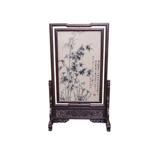 Mampara de mesa rectangular con bordado de seda hecho a mano, serie Bambú y Orquídea de Roca, decoración para sala de estar y dormitorio - Product Image 4