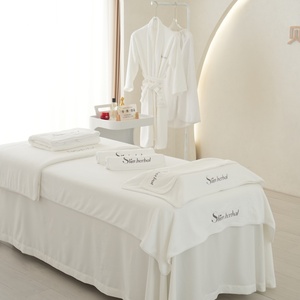 Serviettes dédiées SPA Salon de beauté épaissi Logo personnalisé Ensemble de serviettes de bain et de cheveux Motif <span class=keywords><strong>Serviette</strong></span> de lit <span class=keywords><strong>personnalisée</strong></span> Votre nom - Product Image 2
