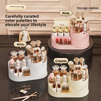 Boîte de rangement cosmétique rotative en plastique à compartiments multiples pour pinceaux de maquillage, soins de la peau, papeterie, compacte et moderne