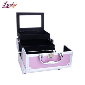 Customize Professional Beauty <strong>Case</strong> Waterproof Portable <strong>Aluminum</strong> <strong>Travel</strong> Cosmetic <strong>Case</strong> with Dual Opening Top Handle - Product Image 4