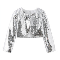 Fête drôle tenue enfants filles boléro haussement d'épaules Cardigan haut recadrée Blazer veste pour fête scène Performance